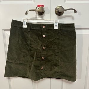 Celebrity Pink | military green corduroy button-up skirt